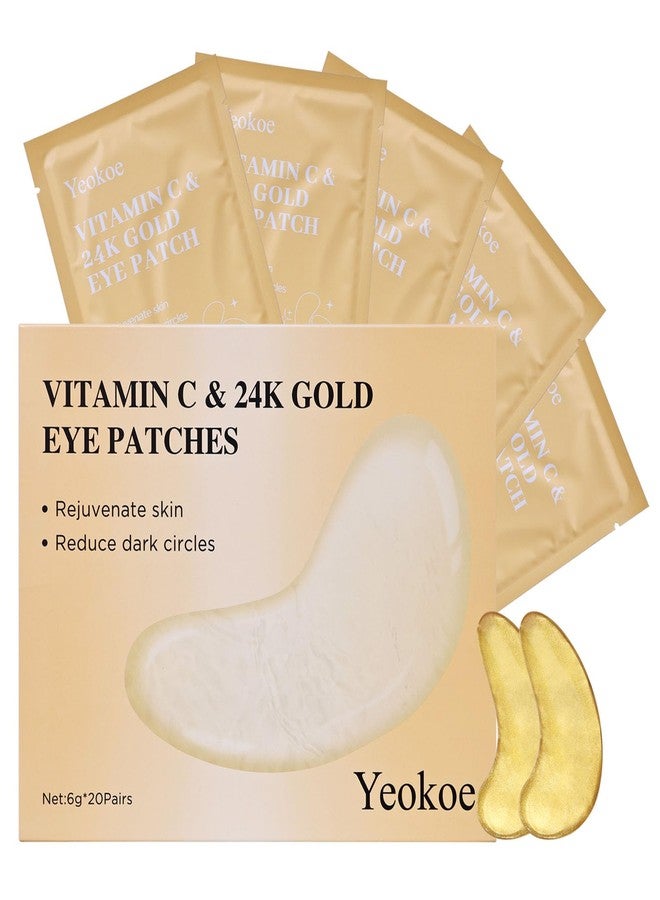 Yeokoe Under Eye Patches for Dark Circles,Puffy Eyes,20 Pairs Face Masks SkinCare With Vitamin C and 24k Gold - Image 1