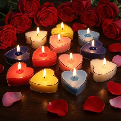 Shraddha Creation Paraffin Wax Scented Candles For Mix Fragrance, Heart Shape, Multi Colour, Pack Of 12, 3.5 X 1.5 Cm - Image 2