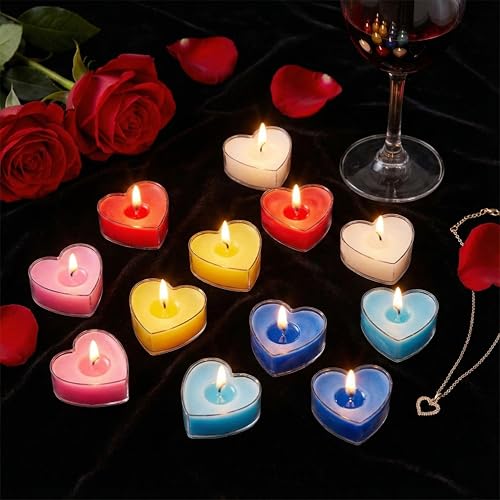 Shraddha Creation Paraffin Wax Scented Candles For Mix Fragrance, Heart Shape, Multi Colour, Pack Of 12, 3.5 X 1.5 Cm - Image 4