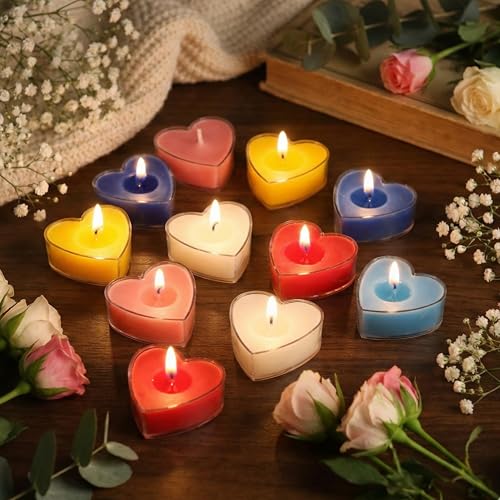 Shraddha Creation Paraffin Wax Scented Candles For Mix Fragrance, Heart Shape, Multi Colour, Pack Of 12, 3.5 X 1.5 Cm - Image 3