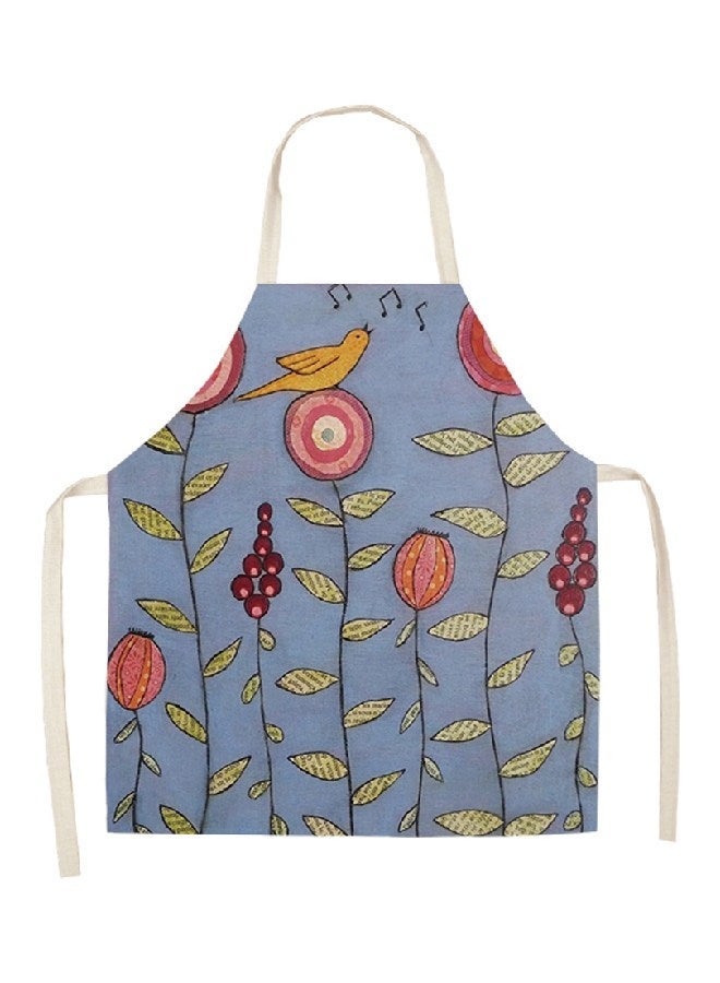 Loquat Printed Household Cotton Apron Blue/Yellow/Red 68x55cm