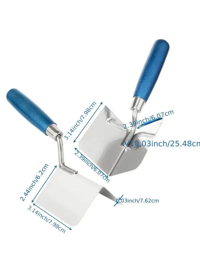 2pcs Blue Heavy Duty Stainless Steel Double Edged Corner Putty Knife Set - Image 4
