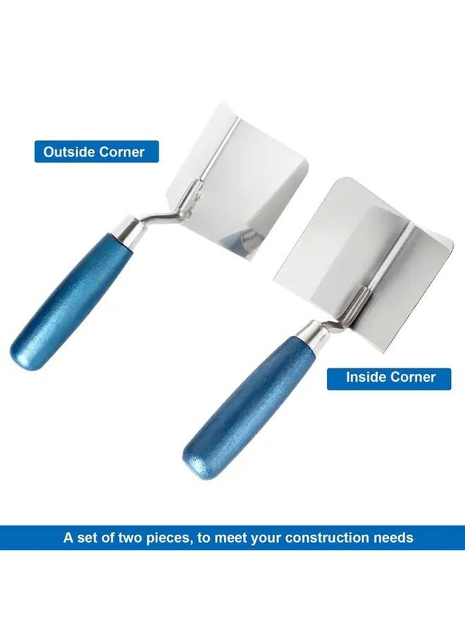 2pcs Blue Heavy Duty Stainless Steel Double Edged Corner Putty Knife Set - Image 5
