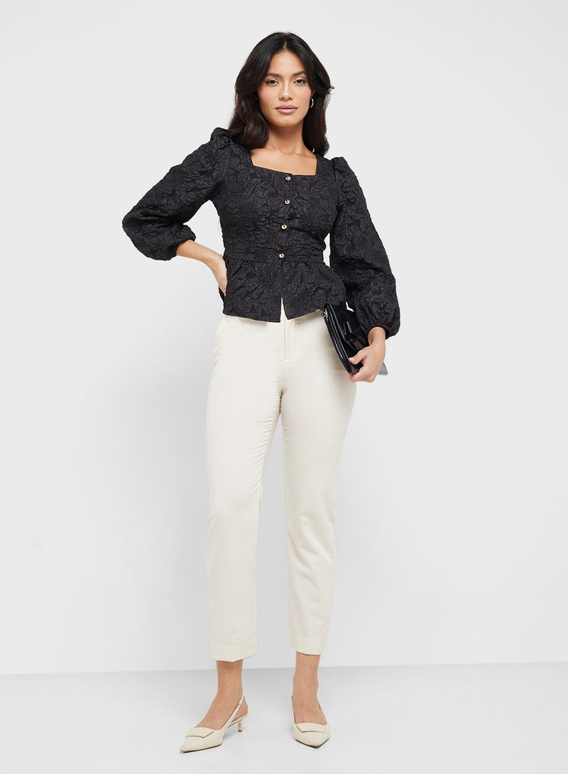 ELLA Textured Peplum Top  - Image 4