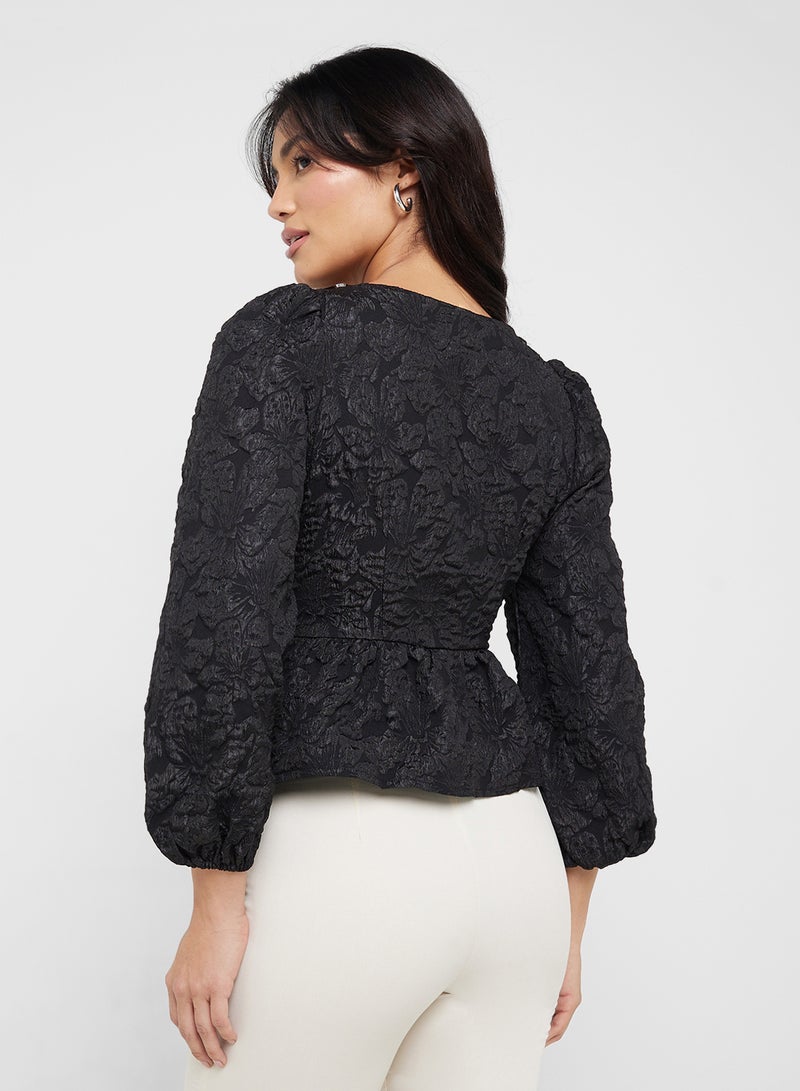 ELLA Textured Peplum Top  - Image 2