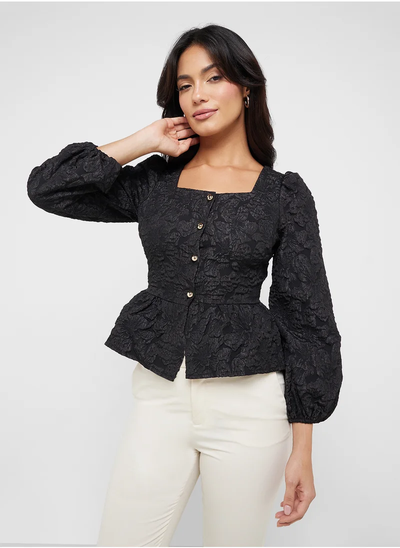 ELLA Textured Peplum Top