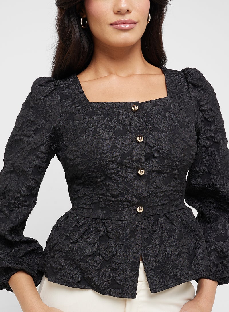 ELLA Textured Peplum Top  - Image 3