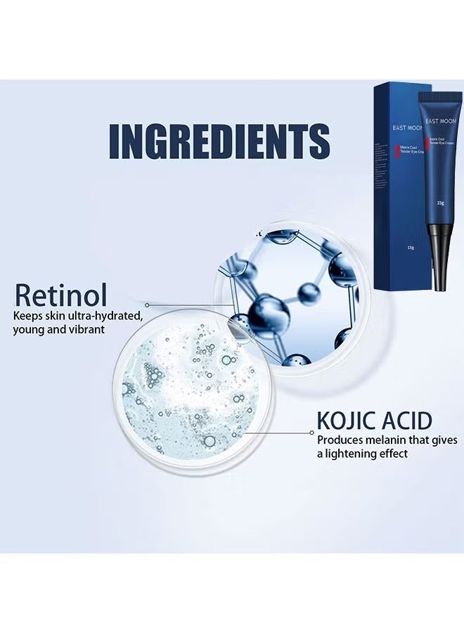 إيست مون كريم العيون كول تندر للرجال 15 جرام، كريم ريتينول للعين لإصلاح الانتفاخات والهالات السوداء، وشد الخطوط الدقيقة، وترطيب وإصلاح كريم العين - Image 5