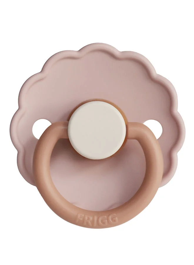 FRIGG Daisy Block Latex Baby Pacifier, 0-6 Months, Pack of 1, Size 1 - Biscuit