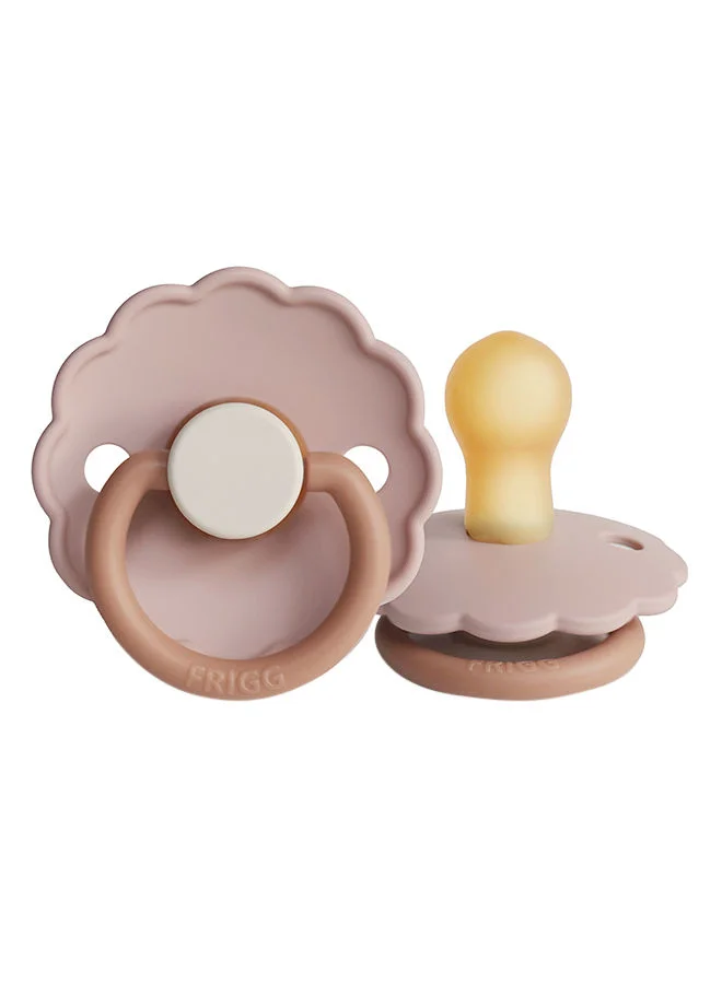 FRIGG Daisy Block Latex Baby Pacifier, 0-6 Months, Pack of 1, Size 1 - Biscuit