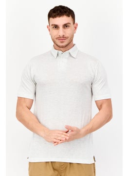 Men Regular Fit Heather Short Sleeve Polo Shirt, Light Grey