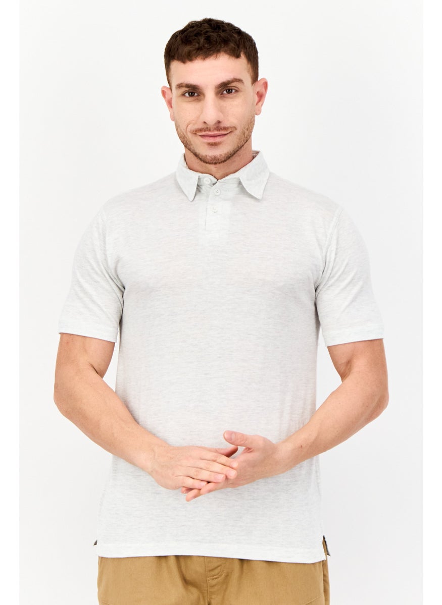 Burnside - Men Regular Fit Heather Short Sleeve Polo Shirt, Light Grey - Image 1