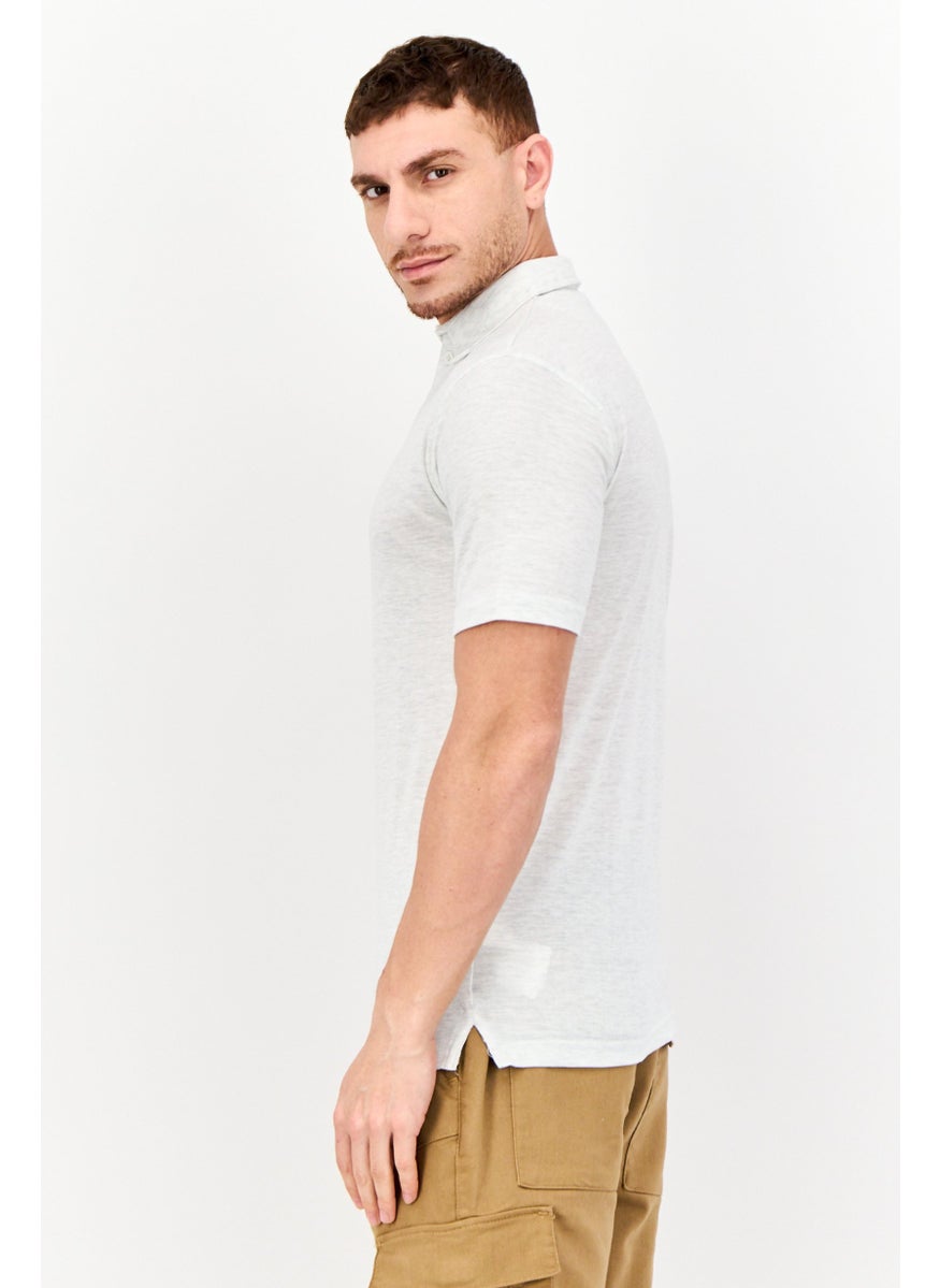 Burnside - Men Regular Fit Heather Short Sleeve Polo Shirt, Light Grey - Image 1