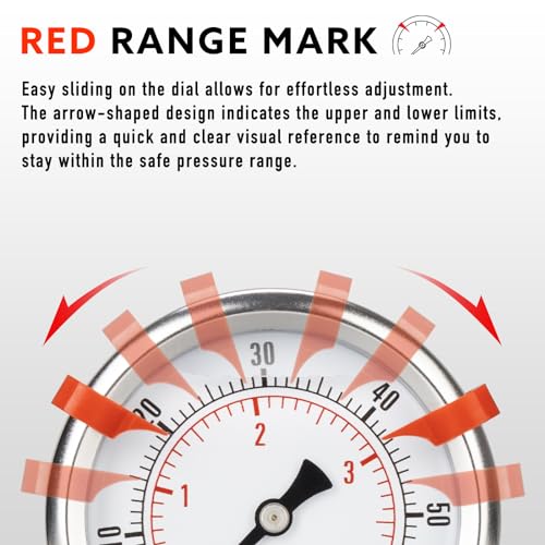 SCTSNSR 0 to 15 Psi Pressure Gauge, Glycerin Liquid Filled, 2.5 inch Dial, 1/4" NPT Lower Mount, Stainless Steel Case, for ATV Tire, HVAC Pipe, Well Tank, Fuel, Coolant, Nitrogen, Low Pressure Test - Image 4