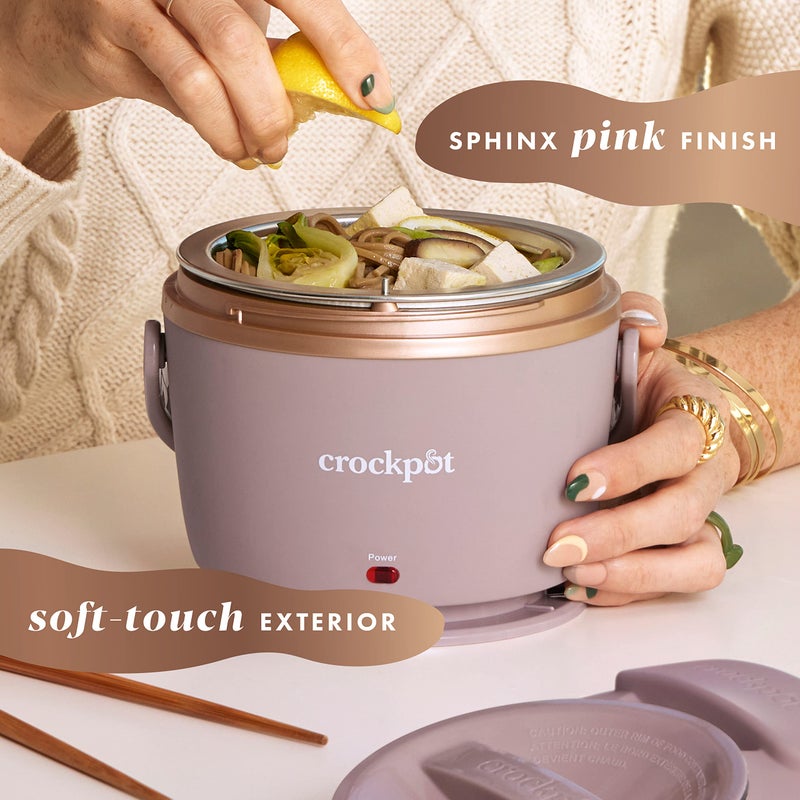 Crock-Pot 20-Ounce Electric Lunch Box, Portable Food Warmer, Blush Pink | Perfect for Travel, Car, On-the-Go | Spill-Free, Dishwasher-Safe - Image 5