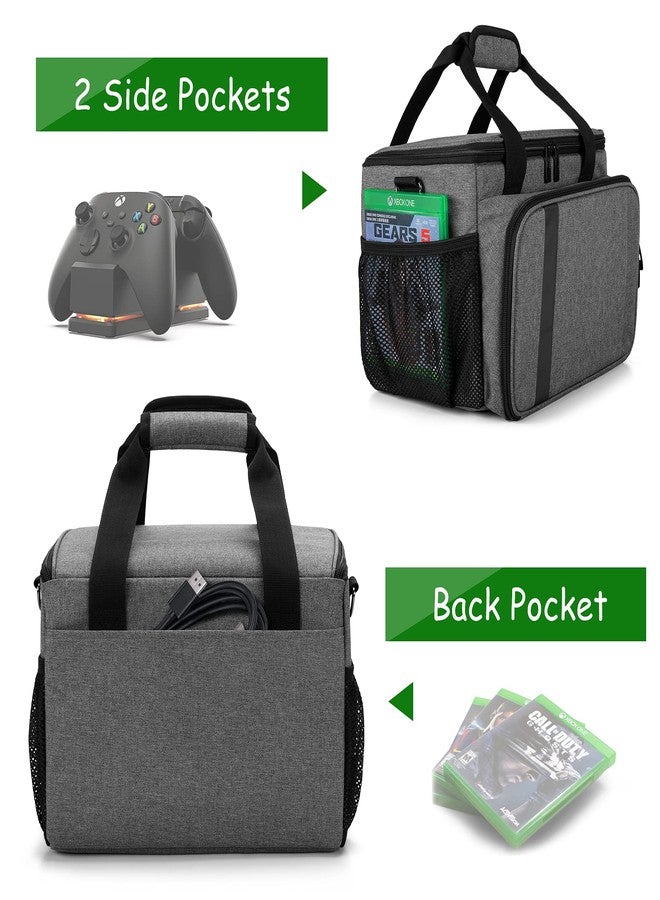 CURMIO Game Console Carrying Case Compatible for Xbox Series X, Portable Carrying Bag with Shoulder Strap for Controllers, Cables, Headsets, Ideal for Game Player, Gray, Patent Pending, Bag Only - Image 2