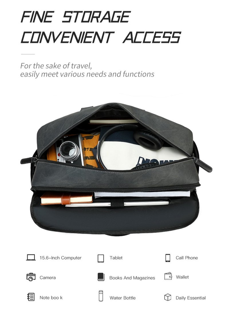 RAHALA 805 Leather Duffel Travel Weekend Large Capacity GYM Business Stylish Multiple Pockets Water-resistant Carry-on Bag - Dark Grey  - Image 4