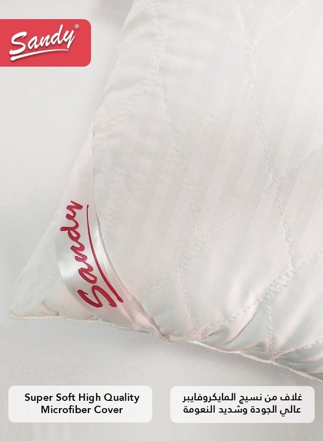 Sandy Bed Pillow 1200 Grams, Soft Hollow Fiber Filling, Size 50x75 cm, Soft Brushed Microfiber Cover, Healthy Design For Neck & Spine, Hotel Striped (Pack of 4) - Image 3