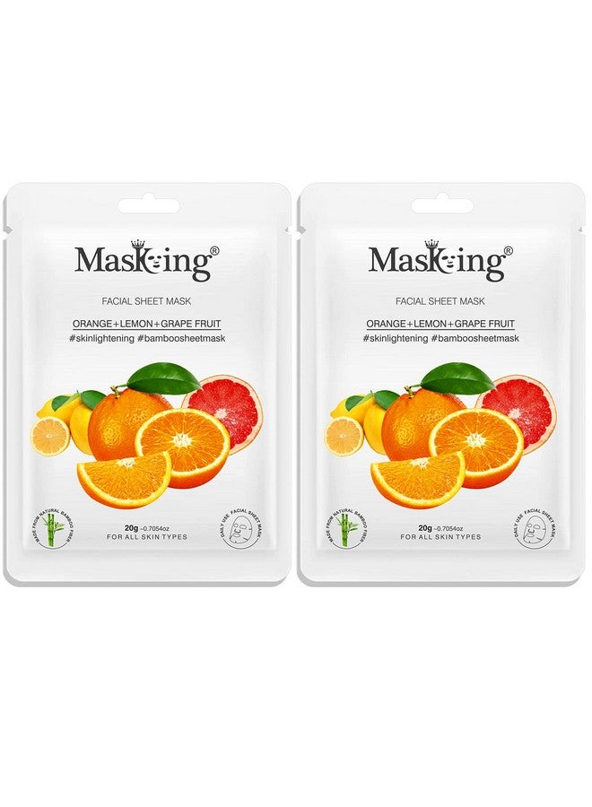MasKing Bamboo Facial Sheet Mask of Orange, Lemon & Grapefruit for Women & Men, 20ml each (Pack of 2) - Image 1