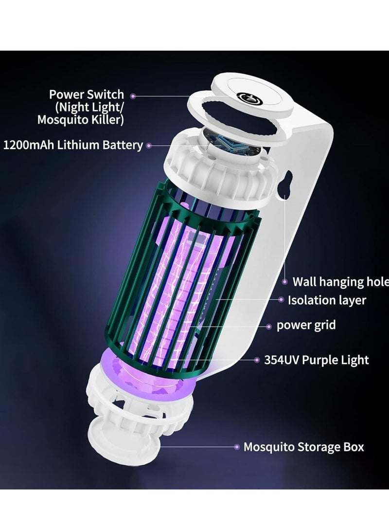 Electric Mosquito Killer, Portable Wall Mounted USB Rechargeable Outdoor Mosquito Trap Lamp, Double Baits, Dual Mode, Ultra-Quiet, Power Saving, Indoor Mosquito Zapper. - Image 2