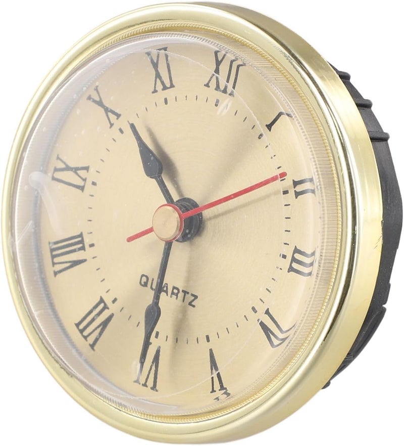 Quartz Clock Insert Movement Replacement Part with Roman Numerals, 65mm Aluminum Face for DIY Craft or Home Decor(gold) - Image 3