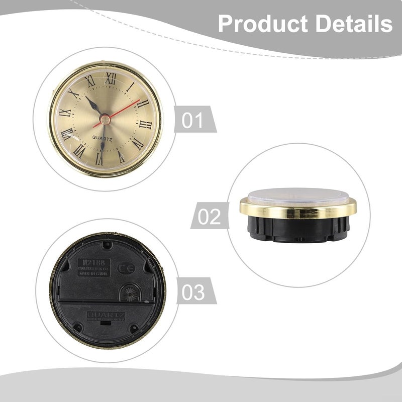Quartz Clock Insert Movement Replacement Part with Roman Numerals, 65mm Aluminum Face for DIY Craft or Home Decor(gold) - Image 5