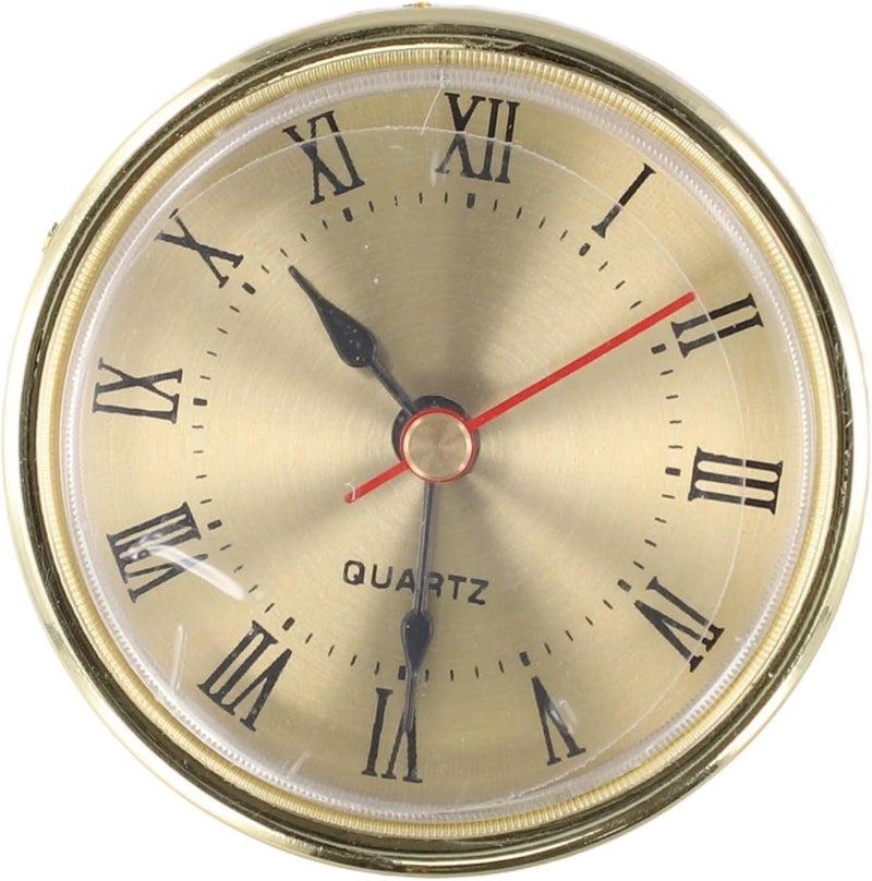 Quartz Clock Insert Movement Replacement Part with Roman Numerals, 65mm Aluminum Face for DIY Craft or Home Decor(gold) - Image 2