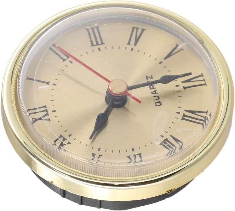 Quartz Clock Insert Movement Replacement Part with Roman Numerals, 65mm Aluminum Face for DIY Craft or Home Decor(gold) - Image 1