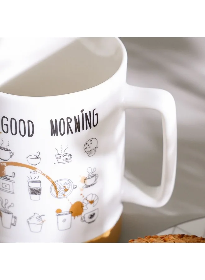 DANUBE HOME Danube Home Danube Essential 2-Piece New Bone China Mug Set Elegant And Durable Perfect For Tea Coffee Or Hot Beverages Stylish And Comfortable Design For Home Or Office Use 8X7X10.8Cm 405Ml