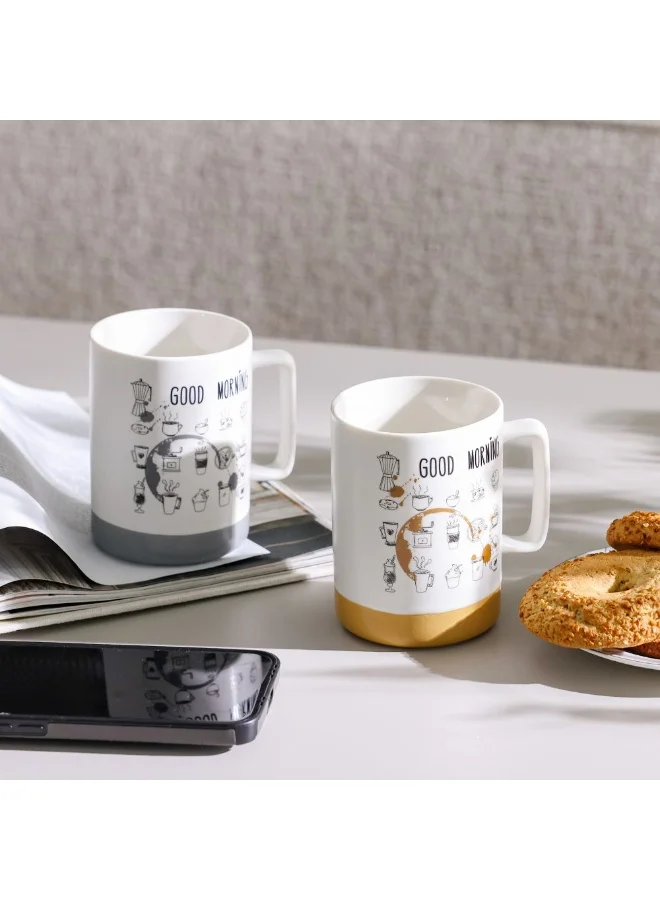 DANUBE HOME Danube Home Danube Essential 2-Piece New Bone China Mug Set Elegant And Durable Perfect For Tea Coffee Or Hot Beverages Stylish And Comfortable Design For Home Or Office Use 8X7X10.8Cm 405Ml