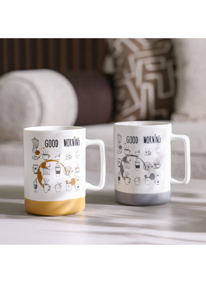 DANUBE HOME Danube Home Danube Essential 2-Piece New Bone China Mug Set Elegant And Durable Perfect For Tea Coffee Or Hot Beverages Stylish And Comfortable Design For Home Or Office Use 8X7X10.8Cm 405Ml  - Image 1