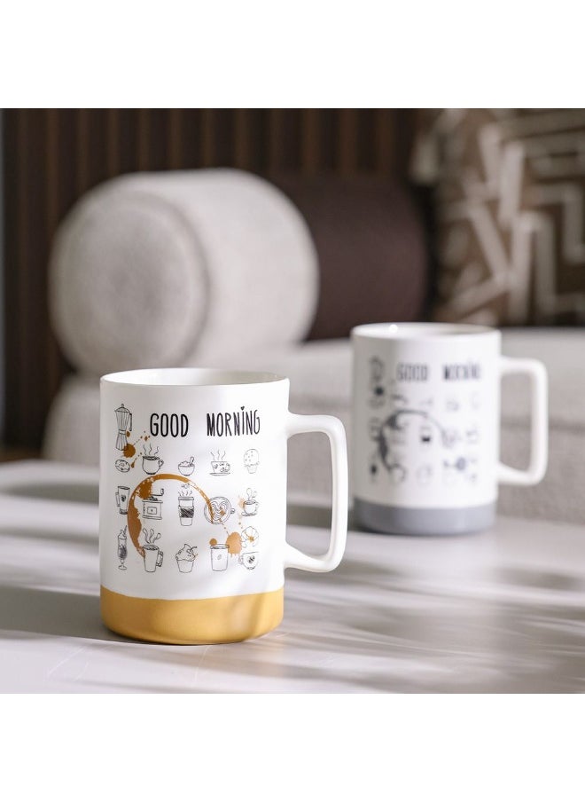 DANUBE HOME Danube Home Danube Essential 2-Piece New Bone China Mug Set Elegant And Durable Perfect For Tea Coffee Or Hot Beverages Stylish And Comfortable Design For Home Or Office Use 8X7X10.8Cm 405Ml  - Image 5