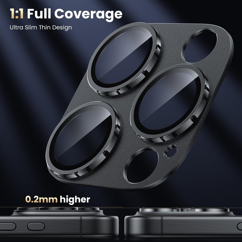 wsken for iPhone 16 Pro/iPhone 16 Pro Max Camera Lens Protector, [Military Grade Shatterproof] [Strong Adsorption] Metal Aluminum Alloy Tempered Glass Camera Screen Protector, Black Titanium - Image 4