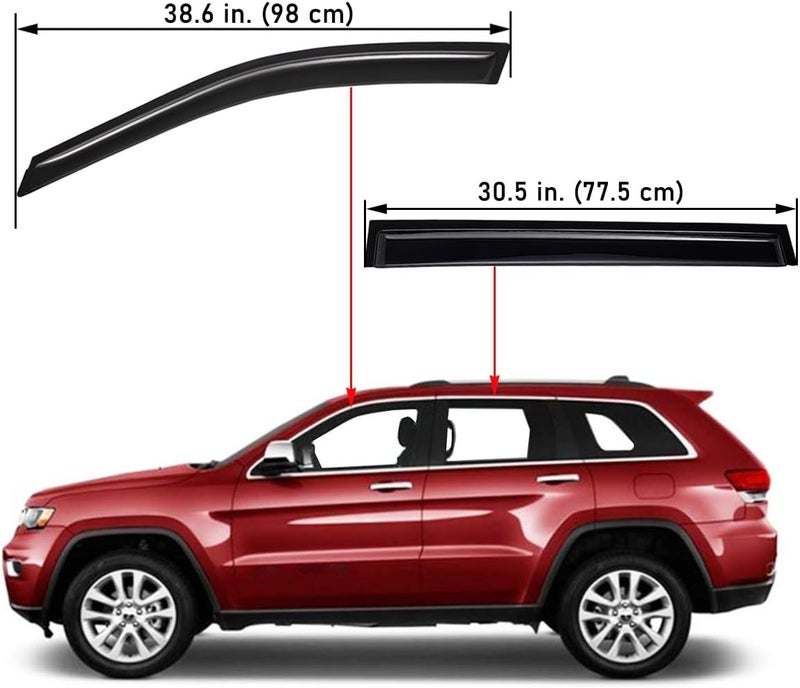 Lightronic WV94981 Outside-Mount Side Window Visor Deflector Rain Guard Set for 2014-2023 Jeep Cherokee - Image 2