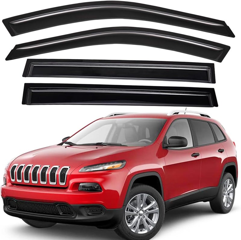 Lightronic WV94981 Outside-Mount Side Window Visor Deflector Rain Guard Set for 2014-2023 Jeep Cherokee - Image 1