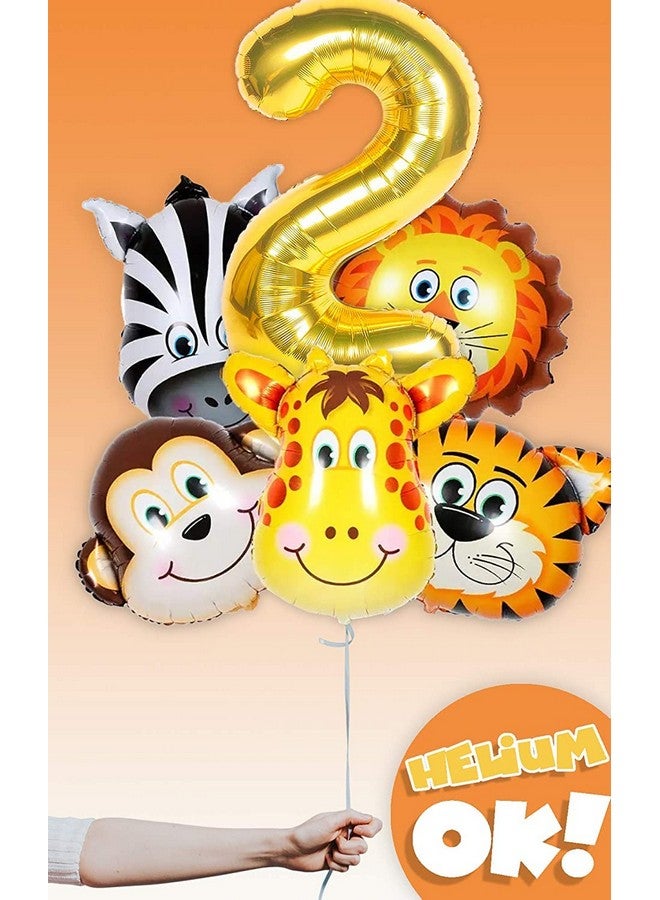 Atpata Funky Two Wild Jungle Animal Safari Theme Foil Balloons for unisex 2 Years Old / 2nd Birthday Party - Image 2