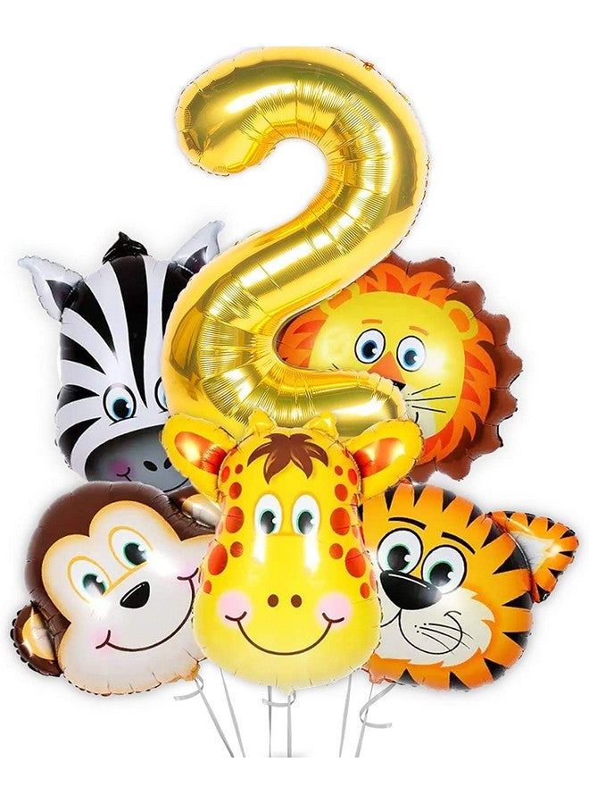 Atpata Funky Two Wild Jungle Animal Safari Theme Foil Balloons for unisex 2 Years Old / 2nd Birthday Party - Image 1