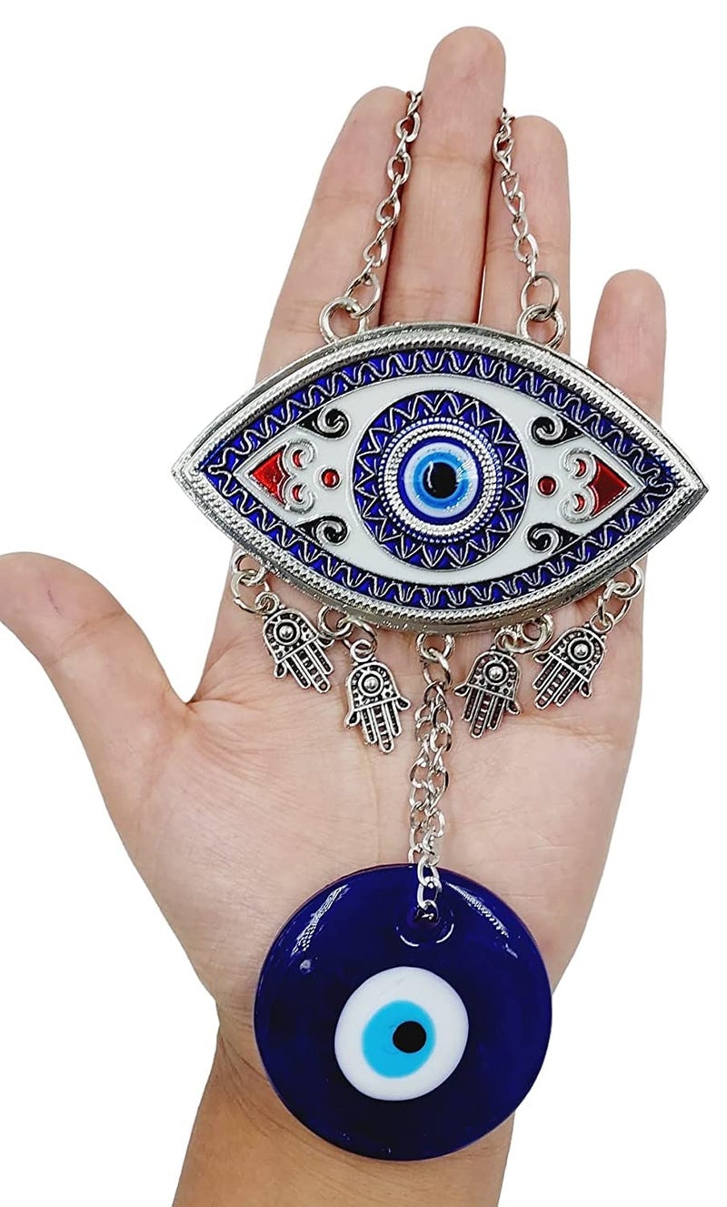 ARTISKRITI Evil Eye Hanging for Home Entrance Door Decoration, Nazar Battu for Home Protection, Good Luck Charm and Prosperity, Big Size (Meenakari Eye White) - Image 3