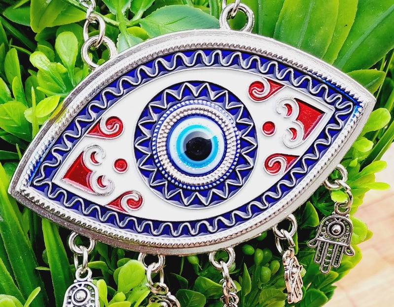 ARTISKRITI Evil Eye Hanging for Home Entrance Door Decoration, Nazar Battu for Home Protection, Good Luck Charm and Prosperity, Big Size (Meenakari Eye White) - Image 2