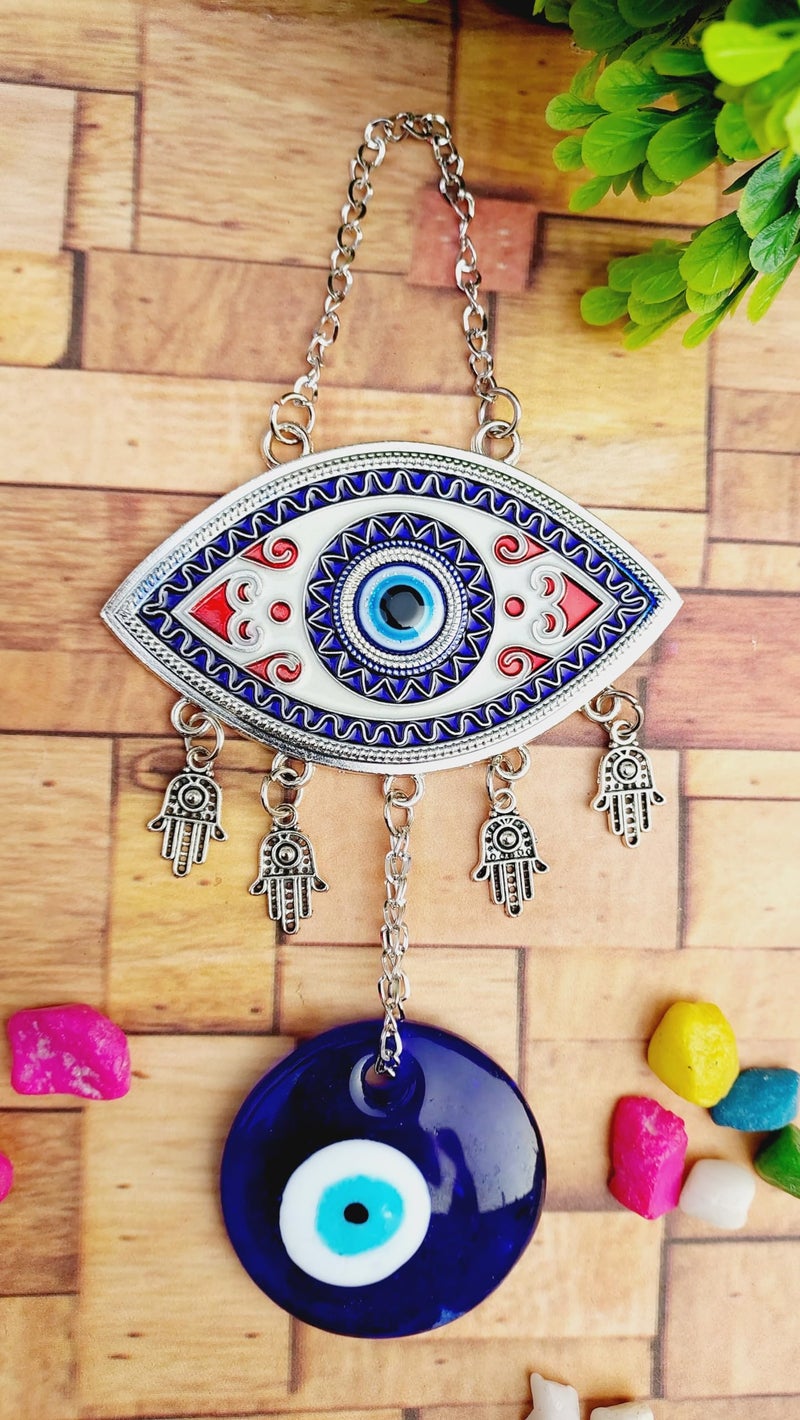 ARTISKRITI Evil Eye Hanging for Home Entrance Door Decoration, Nazar Battu for Home Protection, Good Luck Charm and Prosperity, Big Size (Meenakari Eye White) - Image 1