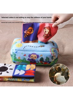 Generic Baby Tissue Box Washable Tear Paper Cloth Book Finger Exercise Learning Educational Early Education Paper Toys-Color:Dinosaur (carton +10 Scarves +3 Pieces Of Paper)  - Image 5