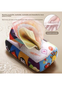 Generic Baby Tissue Box Washable Tear Paper Cloth Book Finger Exercise Learning Educational Early Education Paper Toys-Color:Dinosaur (carton +10 Scarves +3 Pieces Of Paper)  - Image 2