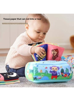 Generic Baby Tissue Box Washable Tear Paper Cloth Book Finger Exercise Learning Educational Early Education Paper Toys-Color:Dinosaur (carton +10 Scarves +3 Pieces Of Paper)  - Image 3