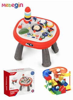 MEBEGIN Toddler Activity Table Toys Kid's 5-in-1 Multi-Activity Large Blocks Bricks Toy Table Set with 90PCS Building Blocks  - Image 3