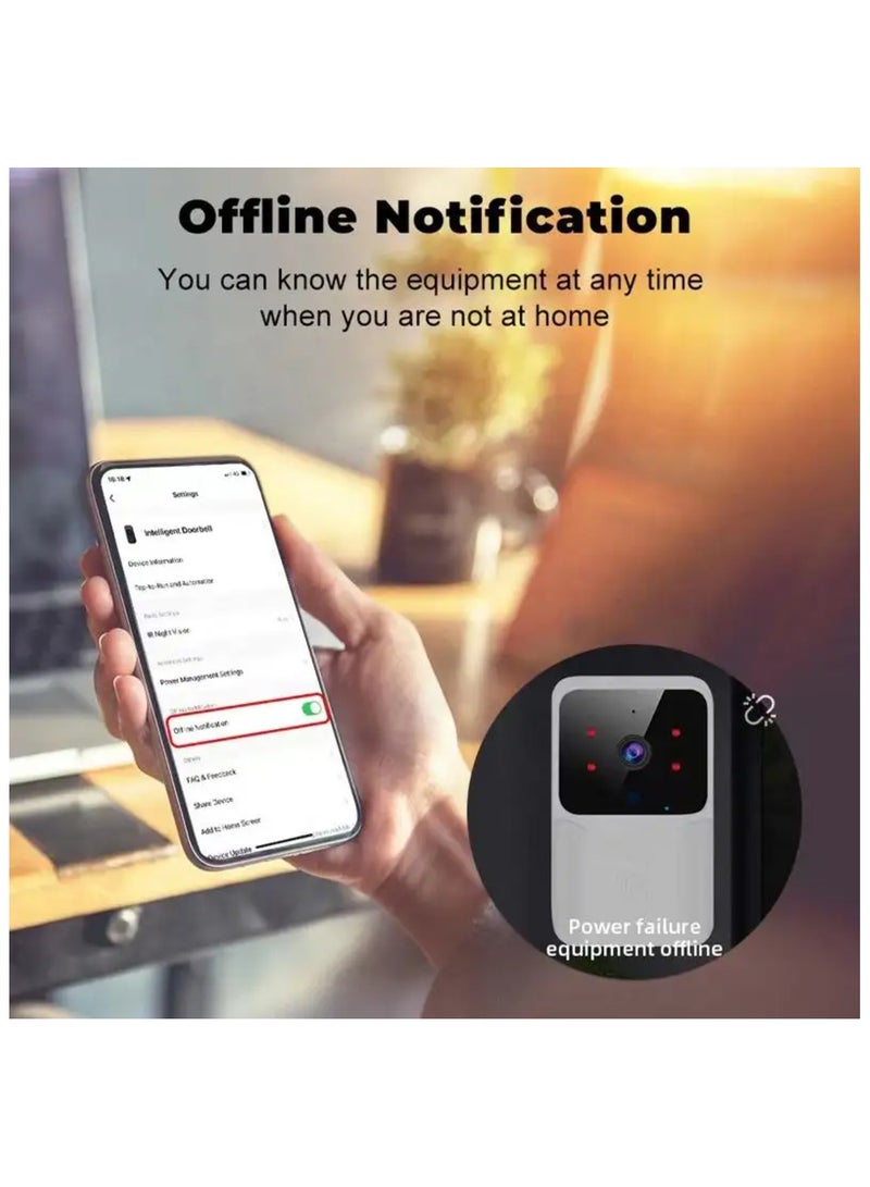 WiFi Video Doorbell, HD WiFi Doorbell IR Night Vision Durable for Multi-User Home (White)  - Image 2