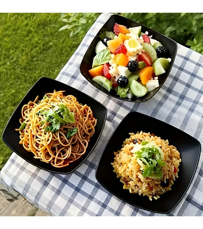 Set of 4 Plastic Salad Bowls for Daily Meals Party Prep Dishwasher Safe Serving Dish - Image 5