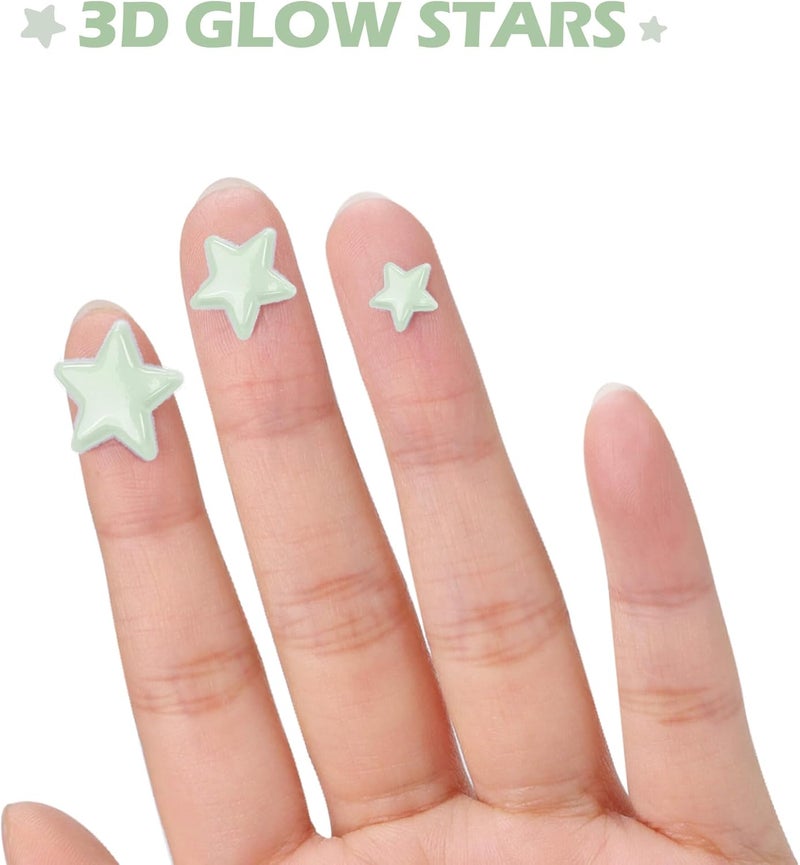 Bairay Glow in The Dark Stars Decals Decor for Ceiling 633 Pcs Realistic 3D Stickers Starry Sky Shining Decoration Perfect for Kids Bedroom Bedding Room Gifts - Image 3