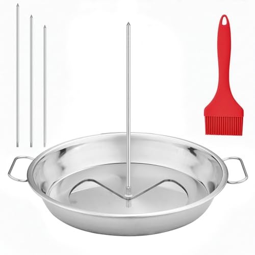 RTT Shawarma Pan & Al Pastor Skewer for Grill - Stainless Steel Vertical Skewer Stand with 3 Spikes (7", 9", 11") & Brushes - Brazilian Spit for Tacos Al Pastor, Gyro, Smoker & Oven (AMBI-APS-0818-B) - Image 5