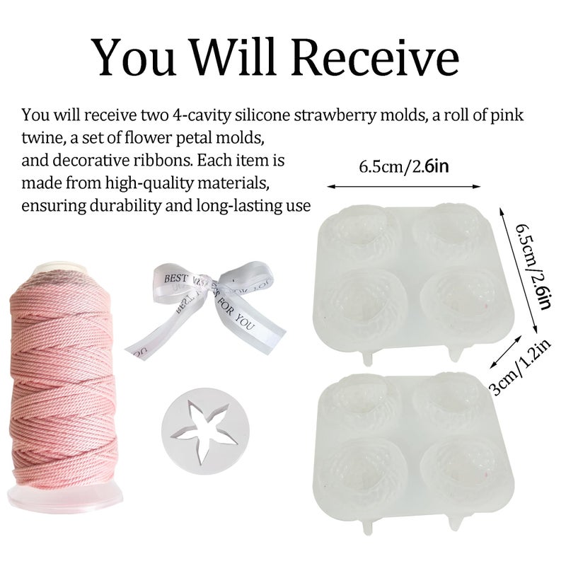 XLANMAY DIY Silicone Strawberry-Shaped Grape Soap Molds - Exquisite Soap Making Kit Moldes para Jabones Artesanales Make Your Own Soaps for Gift (Without Soaps) - Image 4