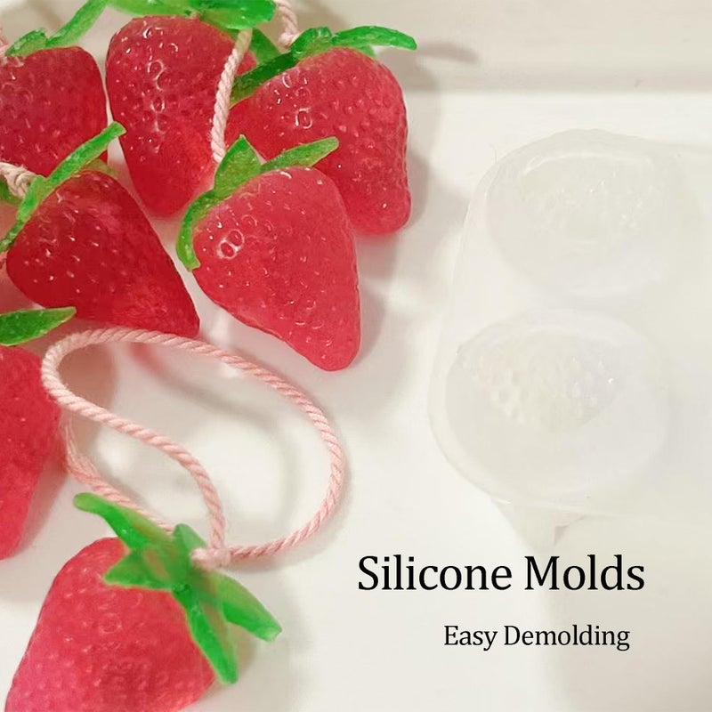 XLANMAY DIY Silicone Strawberry-Shaped Grape Soap Molds - Exquisite Soap Making Kit Moldes para Jabones Artesanales Make Your Own Soaps for Gift (Without Soaps) - Image 2